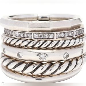 David Yurman Stax wide multi band collection with pouch